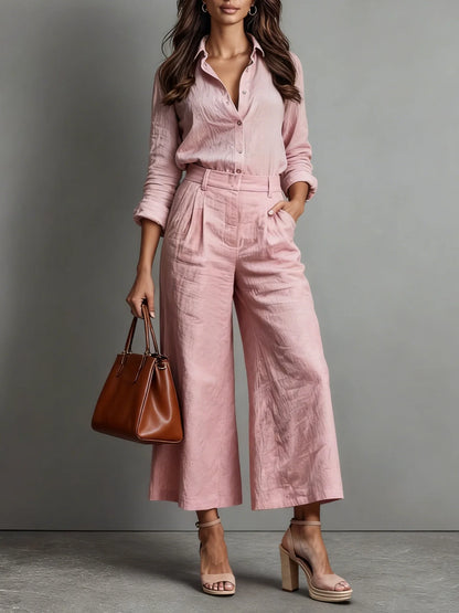 AMALIA | Conjunto 2 Piezas Camisa Holgada y Pantalón de Cintura Alta
