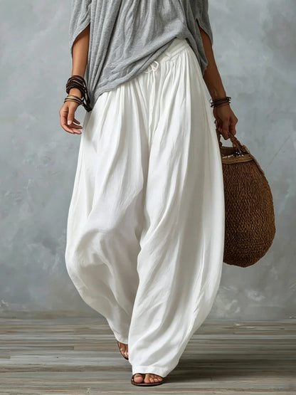 Clara | Ensemble blanc épaules dénudées et pantalon ample