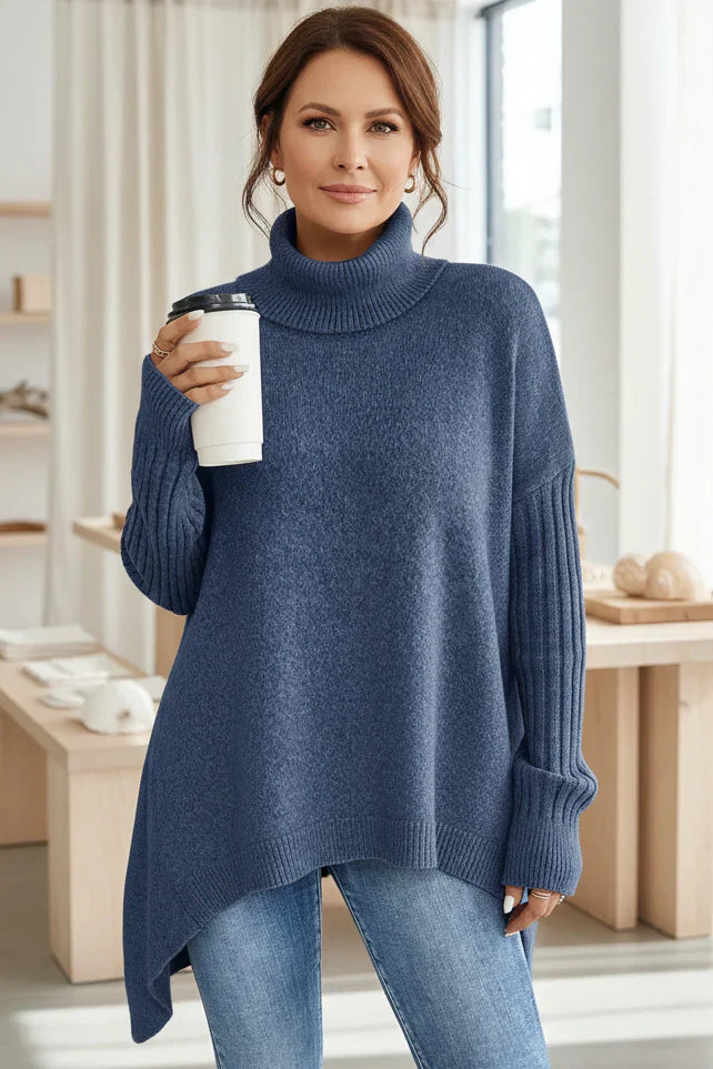 NOLEA High-Neck Loose Sweater – Timeless Elegance