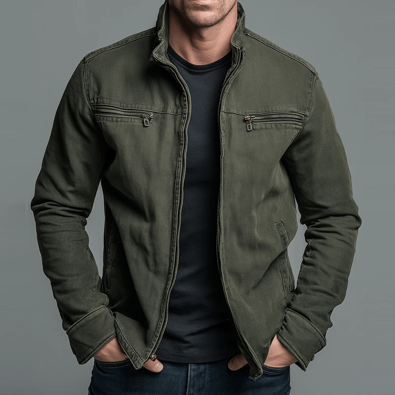 Chaqueta de Algodón Vintage con Cremallera