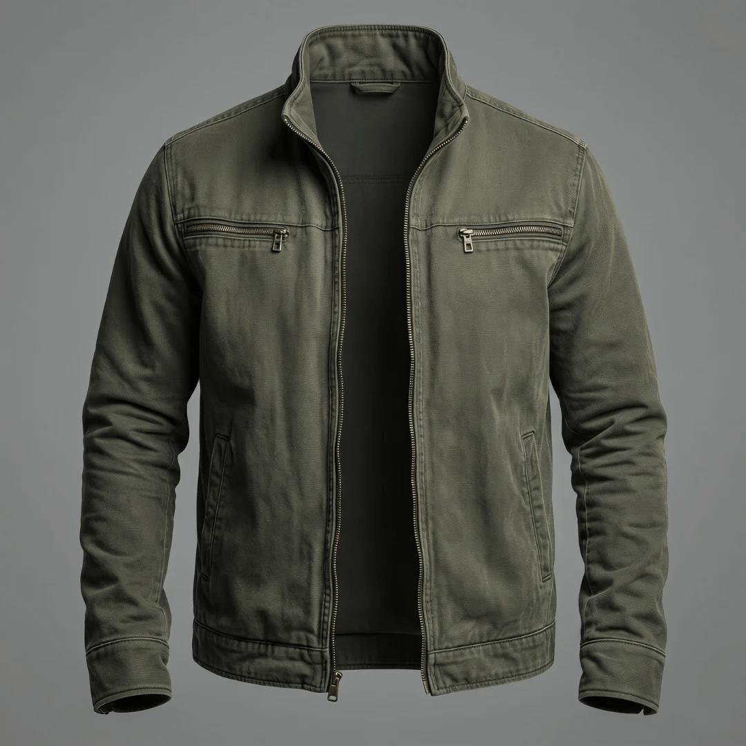 Chaqueta de Algodón Vintage con Cremallera