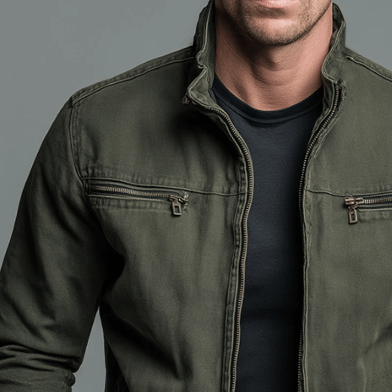 Chaqueta de Algodón Vintage con Cremallera