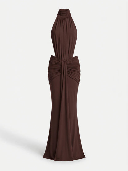 LAYLA | Vestido Maxi con Cuello Halter y Espalda Descubierta