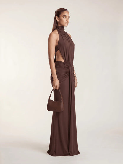 LAYLA | Vestido Maxi con Cuello Halter y Espalda Descubierta