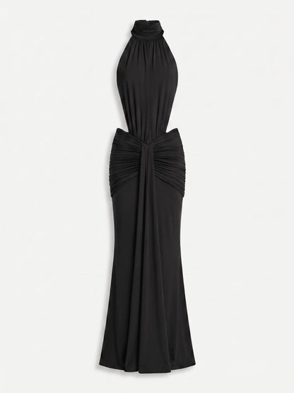 LAYLA | Vestido Maxi con Cuello Halter y Espalda Descubierta