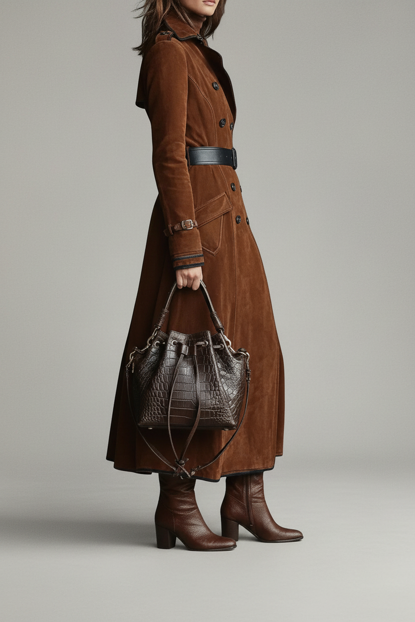 Nathaly – Trench de cuero y ante