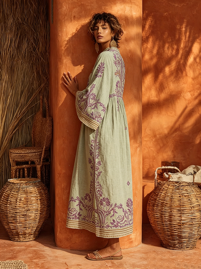 Celestina - Robe bohème brodée au charme méditerranéen