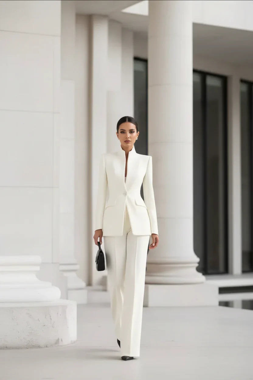 GIA | Conjunto de blazer entallado y pantalón palazzo