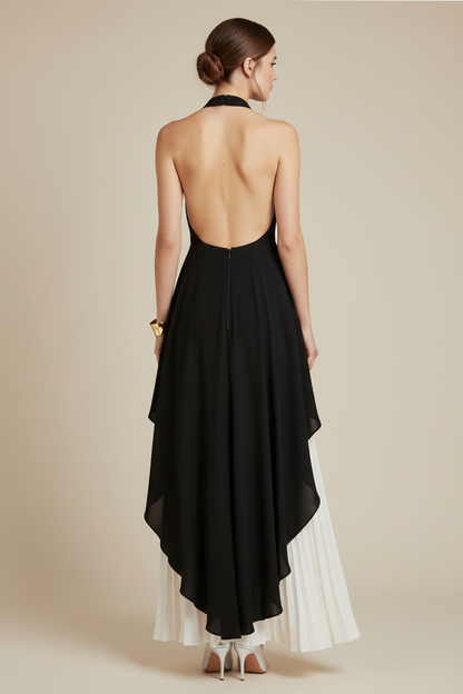 INÉS | Vestido largo de capas con cuello halter